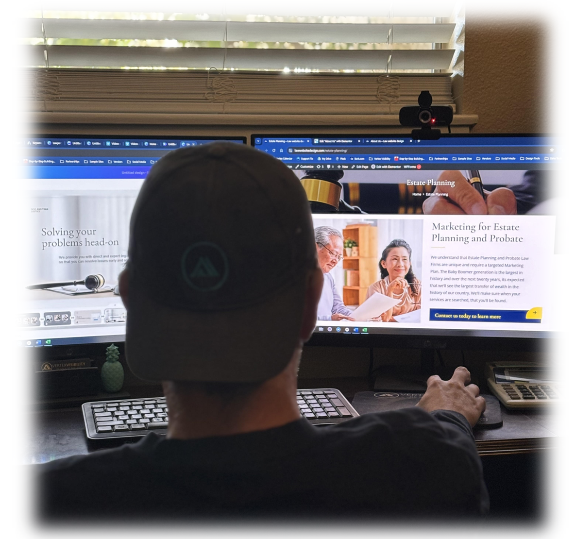 about us images shows one of our team members working on a lawyer website