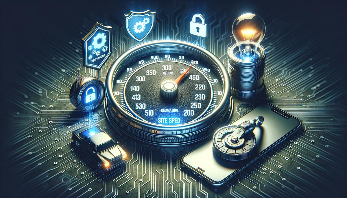 A visual representation of technical SEO elements, such as site speed, mobile optimization, and SSL certificates, enhancing a law firm's online performance